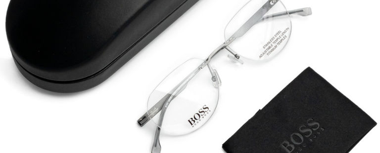 Óculos de grau geométrico Hugo Boss 1265/B cinza
