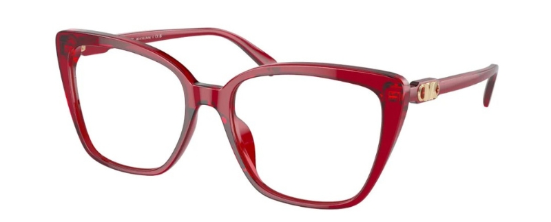 Óculos de grau vermelho com design moderno e elegante.